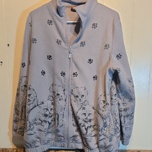 Tudor Gray Cowl Neck Sweater with Cat Design